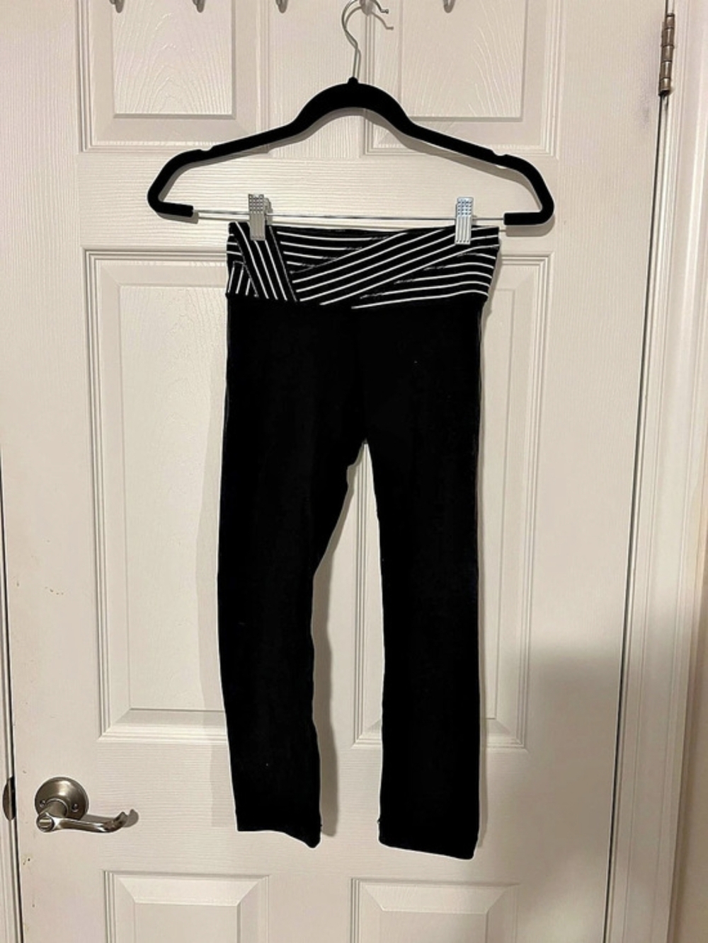 Lululemon Wunder Under Striped Waist Leggings - Reversible To Plain Black